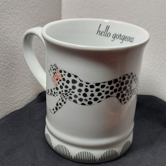 Hello Gorgeous Coffee Mug Cheetah Black & White with Pink Bow - Picture 10 of 12